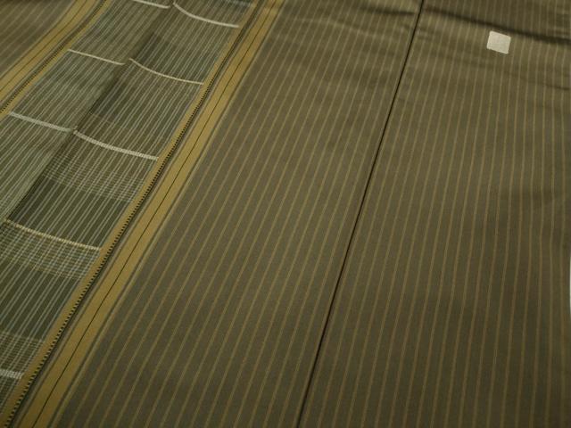 平和屋本店●極上　伝統工芸士　曽根武勇　訪問着　お召地　間道　海松茶色地　逸品　未使用　DZAB5493kh6