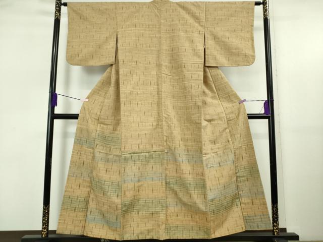 平和屋着物●極上　訪問着　紬地　横段文　逸品　DZAB5499kh6