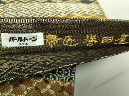 平和屋着物●極上　創業280年　誉田屋源兵衛　両面　全通柄袋帯　唐織　誉文彫金　金銀糸　逸品　DZAB5502kh6