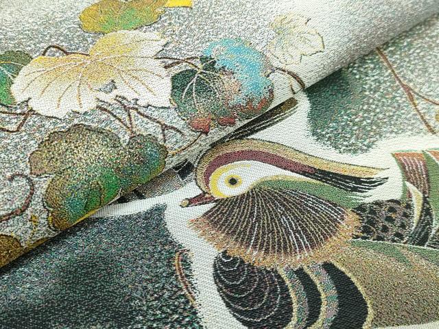 平和屋着物●極上「美しいキモノ」お馴染みのメーカー となみ織物 太鼓柄袋帯 点描織 鴛鴦 金糸 上代58万 証紙・反端付き 逸品 DZAB5503kh6 平和屋着物○極上「美しいキモノ」お馴染みのメーカー となみ織物 太鼓