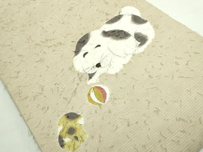 平和屋着物●極上　太鼓柄袋帯　髭紬　絞り　犬　逸品　DZAB5512kh6