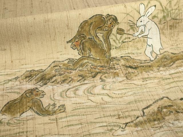 平和屋着物●極上　太鼓柄袋帯　作家物　鳥獣戯画　金通し地　逸品　DZAB5527kh6