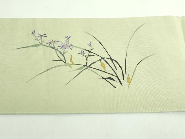 平和屋着物●極上　加賀友禅の巨匠　初代　由水十久　塩瀬　九寸名古屋帯　童子　裏葉柳色地　逸品　DZAB5528kh6