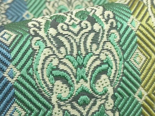平和屋本店●極上 1897年創業 名門岡野 本場筑前博多織 千年工房 八寸名古屋帯 パルミラの花 岡野織物 博多金ラベル 証紙 逸品 DZAB5530kh6