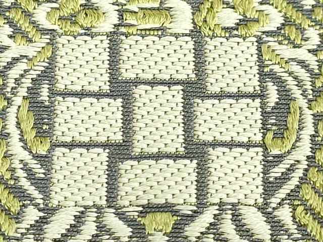 平和屋本店●極上 1897年創業 名門岡野 本場筑前博多織 千年工房 八寸名古屋帯 パルミラの花 岡野織物 博多金ラベル 証紙 逸品 DZAB5530kh6