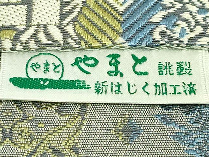平和屋本店●極上 1897年創業 名門岡野 本場筑前博多織 千年工房 八寸名古屋帯 パルミラの花 岡野織物 博多金ラベル 証紙 逸品 DZAB5530kh6