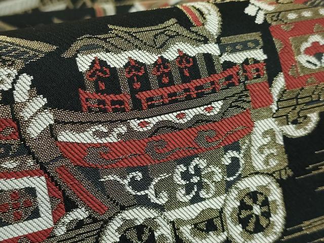 平和屋着物●極上　西陣　服部織物謹製　丸帯　洛中洛外の図　黒地　金銀糸　逸品　DZAB5534kh6