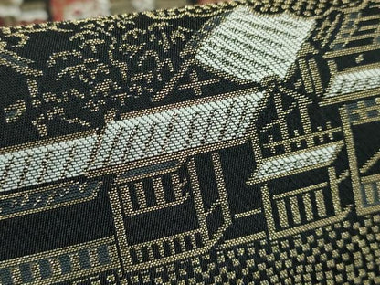 平和屋着物●極上　西陣　服部織物謹製　丸帯　洛中洛外の図　黒地　金銀糸　逸品　DZAB5534kh6