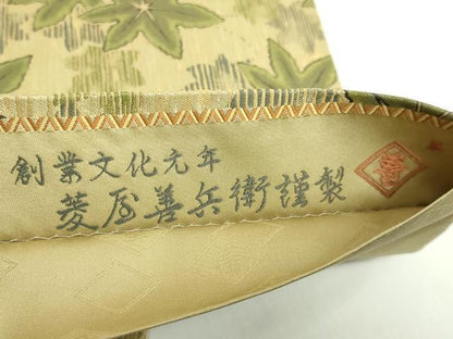 平和屋着物●極上　西陣　木野織物　菱屋善兵衛謹製　六通柄袋帯　楓　金糸　逸品　DZAB5535kh6
