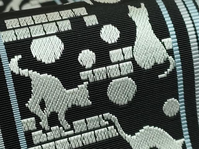 平和屋着物●極上　博多織人　黒木織物　本場筑前博多帯　八寸名古屋帯　猫　結彩　博多金ラベル　証紙付き　逸品　DZAB5546kh6