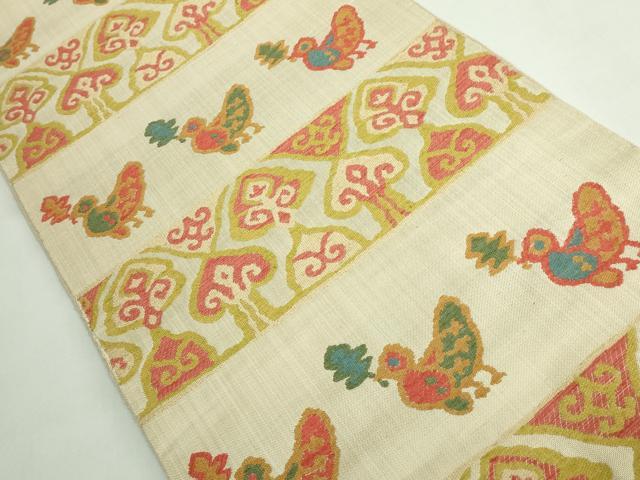 平和屋着物●極上　洛風林　工芸帯地　六通柄袋帯　花鳥文　逸品　DZAB5547kh6