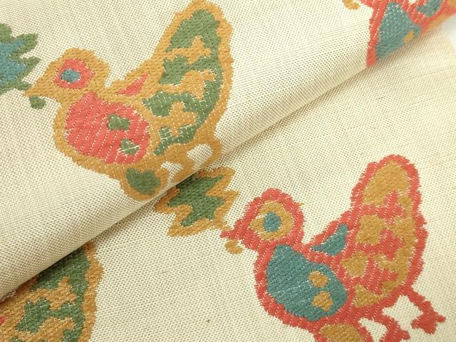 平和屋着物●極上　洛風林　工芸帯地　六通柄袋帯　花鳥文　逸品　DZAB5547kh6