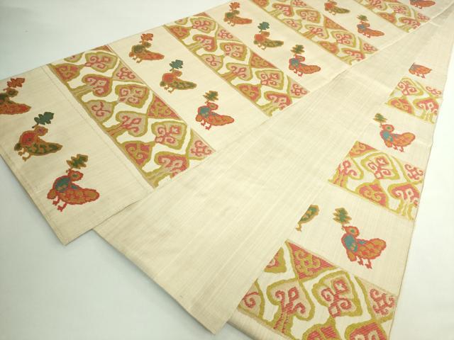 平和屋着物●極上　洛風林　工芸帯地　六通柄袋帯　花鳥文　逸品　DZAB5547kh6