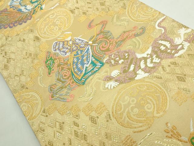 平和屋着物●極上　京都西陣　手織り一筋　おび弘謹製　太鼓柄袋帯　狩猟文　金銀糸　逸品　DZAB5553kh6