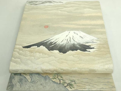 平和屋着物●極上　近代日本画の巨匠　横山大観　じゅらく謹製　全景全通柄袋帯　霊峰富士　金糸　逸品　DZAB5563kh6