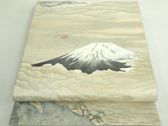 平和屋着物●極上　近代日本画の巨匠　横山大観　じゅらく謹製　全景全通柄袋帯　霊峰富士　金糸　逸品　DZAB5563kh6