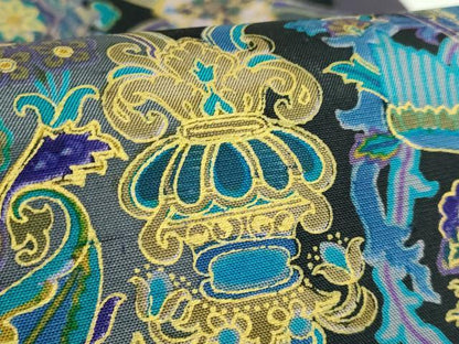 平和屋本店●極上 前田仁仙 仁仙更紗 石川県指定無形文化財 牛首紬 白山工房 手織り 全通柄袋帯 更紗花鳥文 金彩 BANKAN 逸品 DZAB5564kh6