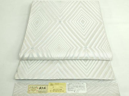 平和屋着物●極上　本場筑前博多織　八寸名古屋帯　アステカン　西村織物　博多金ラベル　証紙付き　逸品　未使用　DZAB5568kh6
