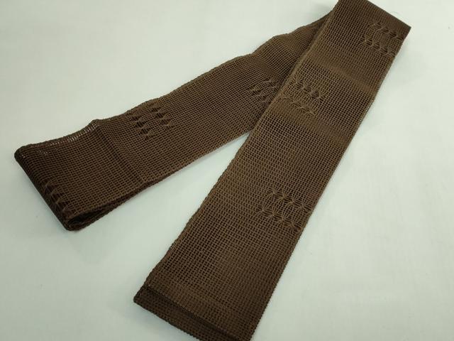 平和屋着物＊極上　夏物　男性　銀座もとじ　角帯　羅　茶色地　たとう紙付き　逸品　DZAB5575kh6