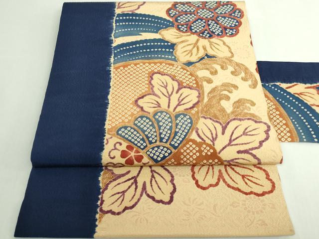 平和屋着物●極上　摺型友禅　京都　多ち花　九寸名古屋帯　古微貝に菊　逸品　DZAB5581kh6