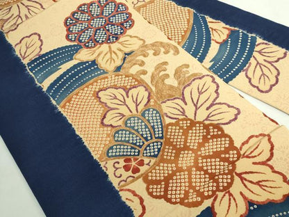 平和屋着物●極上　摺型友禅　京都　多ち花　九寸名古屋帯　古微貝に菊　逸品　DZAB5581kh6