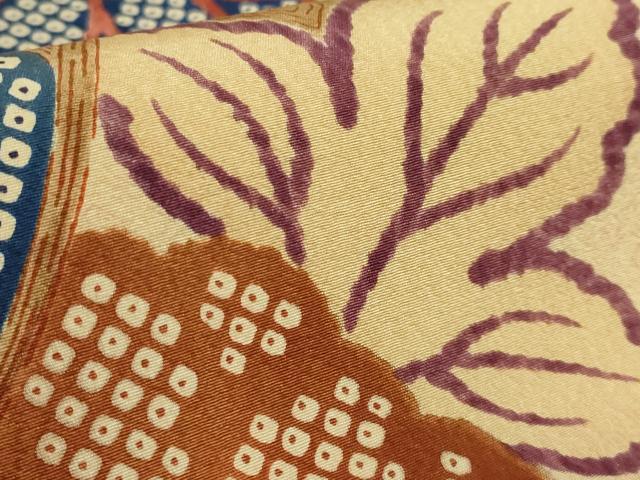 平和屋着物●極上　摺型友禅　京都　多ち花　九寸名古屋帯　古微貝に菊　逸品　DZAB5581kh6