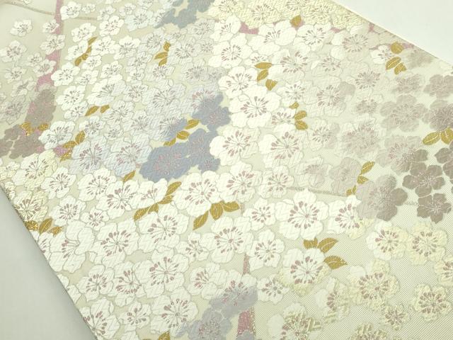 平和屋本店●極上 西陣 皇室 総理大臣献上作家 青木兄弟 六通柄袋帯 唐織 浜茄子文様 本金プラチナ たとう紙・共箱付き 逸品 DZAB5591kh6