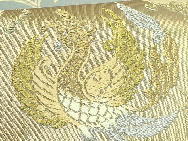 平和屋本店●極上 山口美術織物 皇室 伊勢神宮御用 西陣織 太鼓柄袋帯 唐織 菊地牡丹正倉院文 金銀糸 証明書・共箱き 未使用 DZAB5596kh6