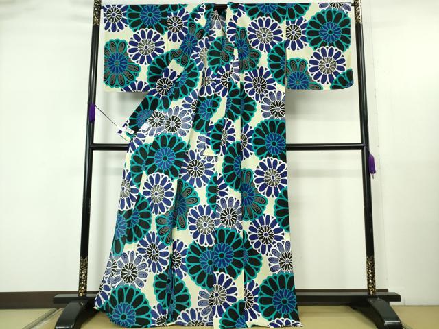 平和屋着物∴極上 夏物 小紋・浴衣兼用 和風館 セオアルファ 花尽くし 洗える着物 タグ付き 逸品 未使用 DZAB5605kh6
