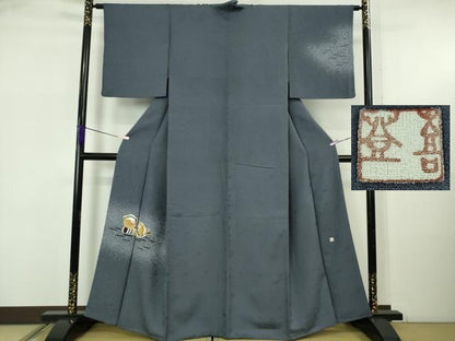 平和屋着物●極上　人間国宝・羽田登喜男　訪問着　鴛鴦　たたき染め　褐色地　暈し染め　金銀彩　逸品　DZAB5606kh6