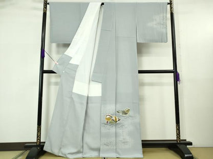 平和屋着物●極上　人間国宝・羽田登喜男　訪問着　鴛鴦　たたき染め　淡藤色地　暈し染め　金銀彩　逸品　未使用　DZAB5608kh6