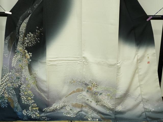 平和屋本店●極上　吉乃一廉　幻の辻が花　訪問着　雪芝　暈し染め　金彩　銀通し地　ロング丈　逸品　未使用　DZAB5610kh6