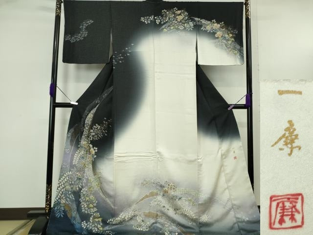 平和屋本店●極上　吉乃一廉　幻の辻が花　訪問着　雪芝　暈し染め　金彩　銀通し地　ロング丈　逸品　未使用　DZAB5610kh6