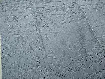 平和屋本店●極上　中国三大刺繍 スワトウ刺繍 汕頭刺繍 相良刺繍 総刺繍 訪問着　色無地　花鳥唐草　紅碧色　ロング丈　逸品　DZAB5615kh6