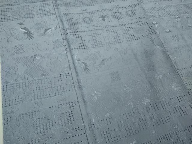 平和屋本店●極上　中国三大刺繍 スワトウ刺繍 汕頭刺繍 相良刺繍 総刺繍 訪問着　色無地　花鳥唐草　紅碧色　ロング丈　逸品　DZAB5615kh6