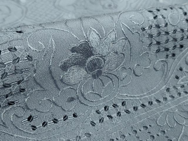 平和屋本店●極上　中国三大刺繍 スワトウ刺繍 汕頭刺繍 相良刺繍 総刺繍 訪問着　色無地　花鳥唐草　紅碧色　ロング丈　逸品　DZAB5615kh6