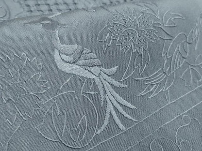 平和屋本店●極上　中国三大刺繍 スワトウ刺繍 汕頭刺繍 相良刺繍 総刺繍 訪問着　色無地　花鳥唐草　紅碧色　ロング丈　逸品　DZAB5615kh6