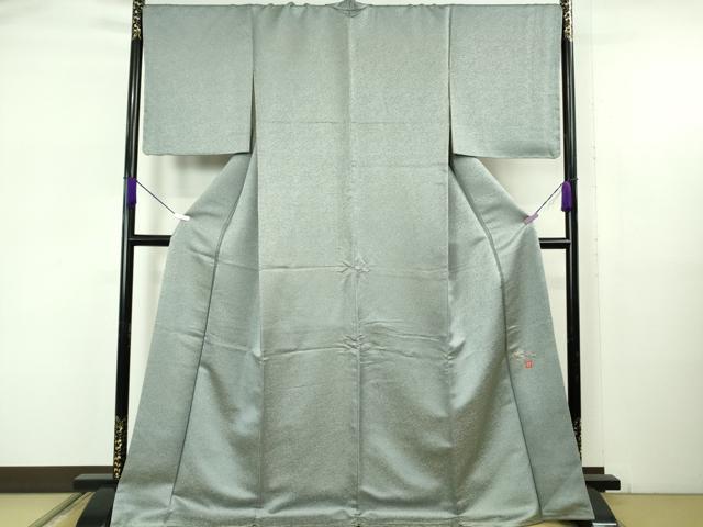 平和屋本店●極上　久保田一竹　幻の辻が花　色無地　草花地紋　濃い秘色色地　金通し地　ロング丈　逸品　未使用　DZAB5617kh6