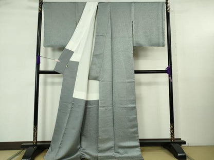 平和屋本店●極上　久保田一竹　幻の辻が花　色無地　草花地紋　濃い秘色色地　金通し地　ロング丈　逸品　未使用　DZAB5617kh6