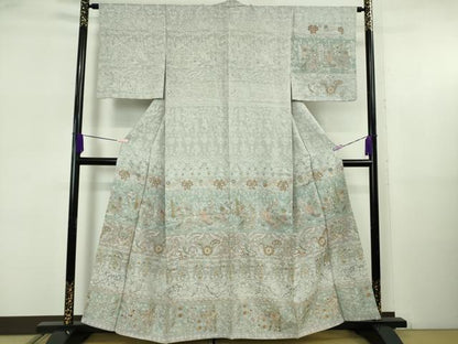 平和屋本店●極上　訪問着　総手刺繍　天目織　お召地　壁画文様　金糸　ますいわ屋扱い　逸品　DZAB5621kh6