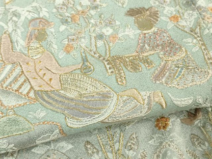 平和屋本店●極上　訪問着　総手刺繍　天目織　お召地　壁画文様　金糸　ますいわ屋扱い　逸品　DZAB5621kh6