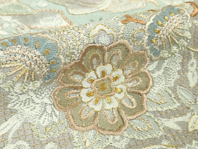 平和屋本店●極上　訪問着　総手刺繍　天目織　お召地　壁画文様　金糸　ますいわ屋扱い　逸品　DZAB5621kh6