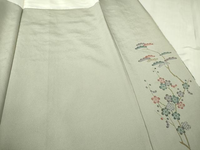 平和屋本店●極上　中国三大刺繍　スワトウ刺繍　汕頭刺繍　訪問着　城下町人物文　亜麻色地　鬼しぼ縮緬　金糸　逸品　DZAB5622kh6