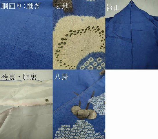 平和屋本店●極上　アンティーク 大正ロマン 訪問着 お引きずり・お引き摺り 舞妓 芸妓 芸者　梅　楓　杜若色地　金彩　逸品　DZAB5624kh6