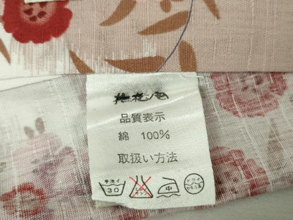 平和屋着物∴極上　夏物　撫松庵　小紋・浴衣兼用　綿　草花　舞蝶シルエット　洗える着物　逸品　DZAB5627kh6