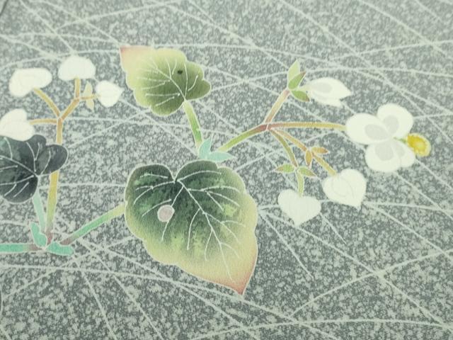 平和屋着物●極上　人間国宝・羽田登喜男　訪問着　枝花文　濃い月白色地　たたき染め　逸品　DZAB5629kh6