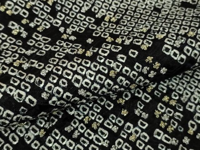 平和屋着物●極上　中国三大刺繍　相良刺繍　訪問着　総絞り　黒地　金銀糸　逸品　未使用　DZAB5630kh6