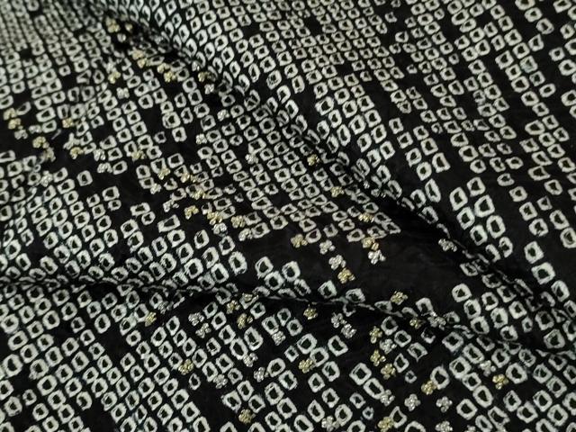 平和屋着物●極上　中国三大刺繍　相良刺繍　訪問着　総絞り　黒地　金銀糸　逸品　未使用　DZAB5630kh6