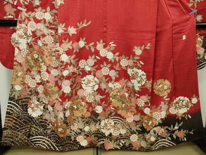 平和屋着物●極上　十日町老舗ブランド　吉澤友禅　吾妻徳穂　振袖　雪輪吉祥花文　暈し染め　金彩　逸品　DZAB5631kh6