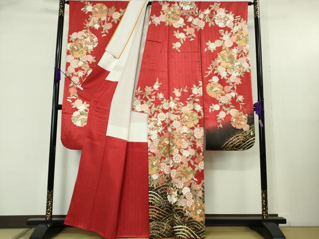 平和屋着物●極上　十日町老舗ブランド　吉澤友禅　吾妻徳穂　振袖　雪輪吉祥花文　暈し染め　金彩　逸品　DZAB5631kh6